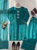 Natural Crep Silk with Intricate Thread work Beautiful Salwar Kameez