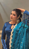 New Party Wear Look Pur Fandy Crush Silk Gown Dupatta & Bottom Set