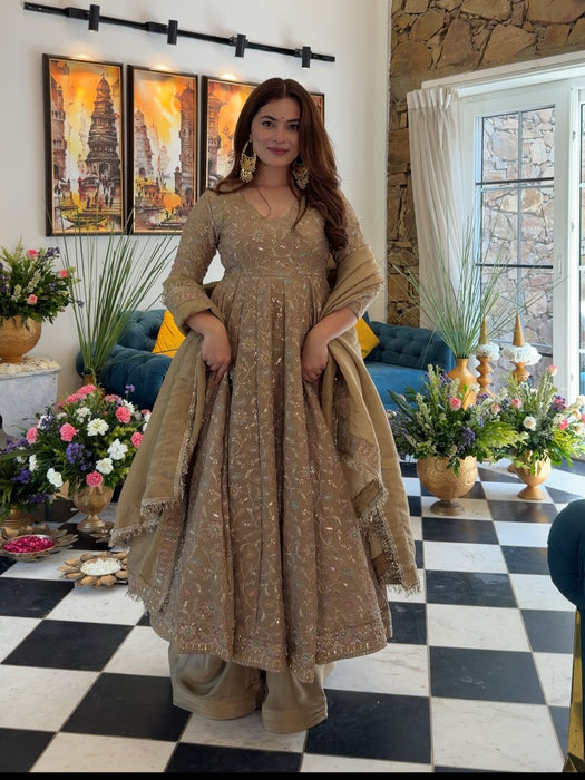 Festive Trending Designer Gown with Heavy sequence embroidery work Dupatta