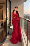 Premium Chinon Silk with Zari and Thread Embroidery Work Beautiful Saree