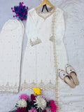 FESTIVAL SPECIAL SEQUENCE EMBROIDERY ON SILK FABRIC TOP AND PLAZZO WITH DUPATTA SET