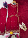 FESTIVAL SPECIAL SEQUENCE EMBROIDERY ON SILK FABRIC TOP AND PLAZZO WITH DUPATTA SET