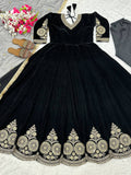 Pure heavy viscous velvet with heavy Embroidery multi sequence Work Designer Anarkali Suit