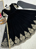 Pure heavy viscous velvet with heavy Embroidery multi sequence Work Designer Anarkali Suit