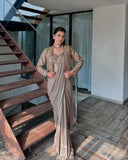 Premium Chinon Silk with Zari and Heavy Thread Embroidery Work & Sleeve attached With Chainiz kolar Lehenga Saree