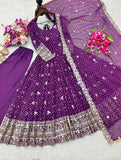 NewTrending Bhandhani Print Gown Pent & dupatta Reddy To Wear Set