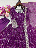 NewTrending Bhandhani Print Gown Pent & dupatta Reddy To Wear Set
