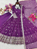 NewTrending Bhandhani Print Gown Pent & dupatta Reddy To Wear Set