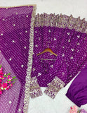 NewTrending Bhandhani Print Gown Pent & dupatta Reddy To Wear Set