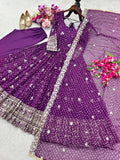 NewTrending Bhandhani Print Gown Pent & dupatta Reddy To Wear Set