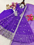 NewTrending Bhandhani Print Gown Pent & dupatta Reddy To Wear Set