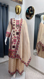 DESIGNER WEAR TRENDING TOP WITH PRINTED WORK AND STONE WORK TOP PLAZZO WITH DUPATTA SET