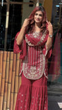 New Premium Quality With Embroidery Sequence Worked Top-Sharara And Dupatta Se