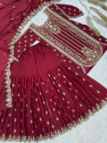 New Premium Quality With Embroidery Sequence Worked Top-Sharara And Dupatta Se