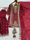 New Premium Quality With Embroidery Sequence Worked Top-Sharara And Dupatta Se