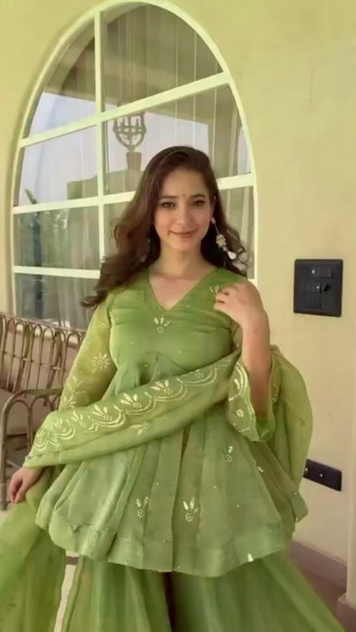 Salsa silk with Soft Micro Cotton Lining & Mukesh work Salwar Kameez