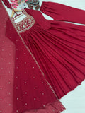 New Party Wear Look Pur Rangoli Crush Gown Dupatta & Bottom Set