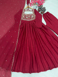 New Party Wear Look Pur Rangoli Crush Gown Dupatta & Bottom Set