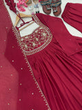 New Party Wear Look Pur Rangoli Crush Gown Dupatta & Bottom Set