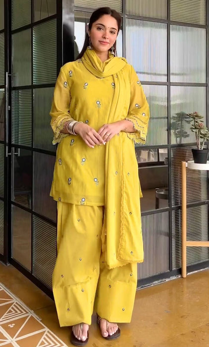 New Designer Party Wear Look Mul Chandheri & Farshi Palazzo With Dupatta set