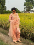 New Designer Party Wear Look Pur Roman Glass Satin Top & Farshi Palazzo With Dupatta set