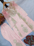 New Designer Party Wear Look Pur Roman Glass Satin Top & Farshi Palazzo With Dupatta set