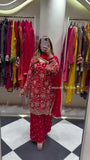 KARWA CHAUTH SPECIAL LAUNCH SEQUENCE EMBROIDERY ON SILK FABRIC TOP AND PLAZZO WITH DUPATTA SET