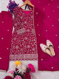 KARWA CHAUTH SPECIAL LAUNCH SEQUENCE EMBROIDERY ON SILK FABRIC TOP AND PLAZZO WITH DUPATTA SET