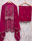 KARWA CHAUTH SPECIAL LAUNCH SEQUENCE EMBROIDERY ON SILK FABRIC TOP AND PLAZZO WITH DUPATTA SET