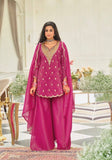 NEW DESIGNER HEAVY NATURAL SILK EMBROIDERY SEQUENCE SHARARA SUIT