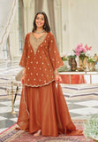 NEW DESIGNER HEAVY NATURAL SILK EMBROIDERY SEQUENCE SHARARA SUIT