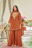 NEW DESIGNER HEAVY NATURAL SILK EMBROIDERY SEQUENCE SHARARA SUIT