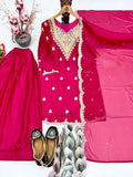 NEW DESIGNER HEAVY NATURAL SILK EMBROIDERY SEQUENCE SHARARA SUIT