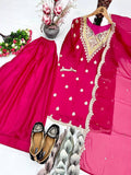 NEW DESIGNER HEAVY NATURAL SILK EMBROIDERY SEQUENCE SHARARA SUIT