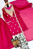 NEW DESIGNER HEAVY NATURAL SILK EMBROIDERY SEQUENCE SHARARA SUIT