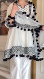 Natural Crepe with Introduced Thread with Real Mirror work with Fancy Lace Salwar Kameez