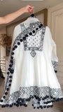 Natural Crepe with Introduced Thread with Real Mirror work with Fancy Lace Salwar Kameez