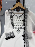 Natural Crepe with Introduced Thread with Real Mirror work with Fancy Lace Salwar Kameez