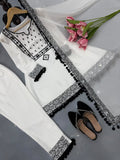 Natural Crepe with Introduced Thread with Real Mirror work with Fancy Lace Salwar Kameez