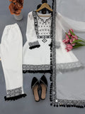 Natural Crepe with Introduced Thread with Real Mirror work with Fancy Lace Salwar Kameez