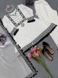 Natural Crepe with Introduced Thread with Real Mirror work with Fancy Lace Salwar Kameez