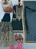 New Designer Party Wear Look Heavy Faux Georgette Top Plazzo & Dupatta Set