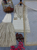 New Designer Party Wear Look Heavy Faux Georgette Top Plazzo & Dupatta Set