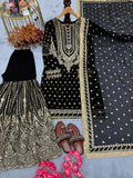 New Designer Party Wear Look Heavy Faux Georgette Top Plazzo & Dupatta Set