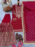 New Designer Party Wear Look Heavy Faux Georgette Top Plazzo & Dupatta Set