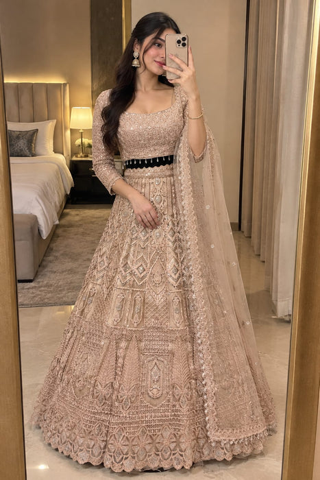 Premium Soft Butterfly Net Lehenga Choli Embellished With Beautiful&nbsp; Sequins Work