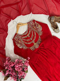 Premium crushed faux georgette with Beautiful 5mm sequins & zari embroidery work Gown