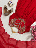 Premium crushed faux georgette with Beautiful 5mm sequins & zari embroidery work Gown