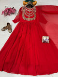 Premium crushed faux georgette with Beautiful 5mm sequins & zari embroidery work Gown