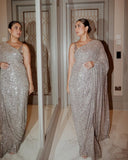 FAUX Georgette With Heavy 5MM & 3MM Khichdi Sequence Embroidery Work Saree